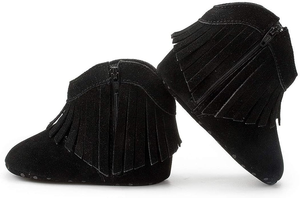 Meckior Baby Girls Cowboy Tassel Boots Side Zipper Moccasins Soft Bottom - Image 3