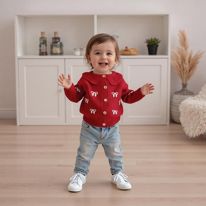 Baby Girl Cardigan Long Sleeve Button Up Sweater Toddler Girl Fall Outfits - Image 2