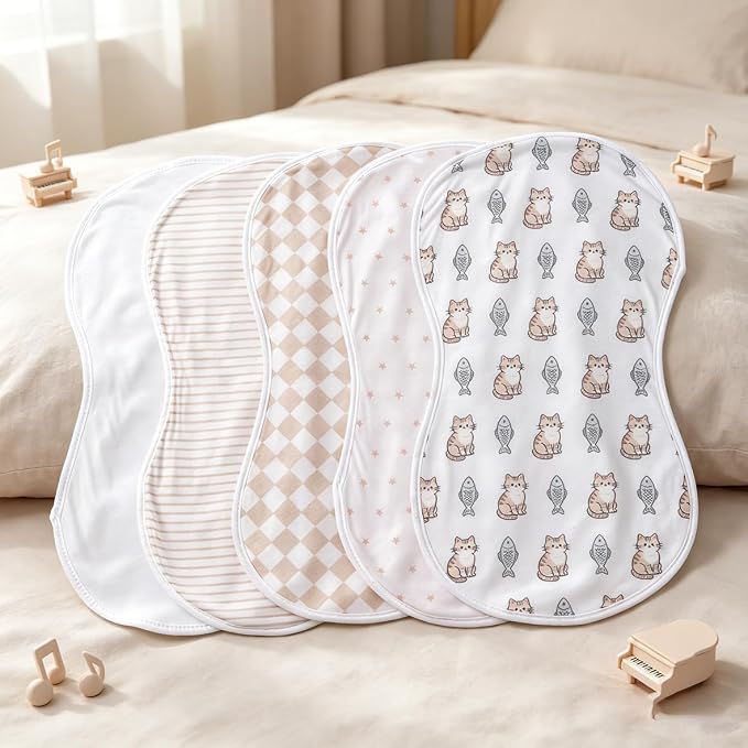 sleepyturtle Pack of 5, Baby Burp Cloths, Soft and Absorbent - Image 2