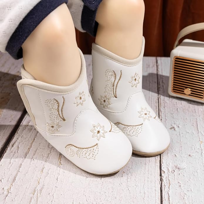 HsdsBebe Baby Boys Girls Western Cowboy Boots Infant Moccasins High Top Booties - Image 2