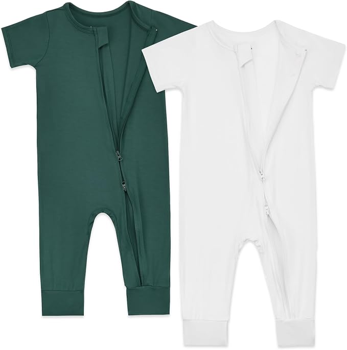 Aablexema Baby Short Sleeve Romper Bamboo Rayon Pajamas | Infant Summer Jumpsuit - Image 3