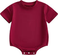 Baby Boy Girl Bubble Romper Infant Plain Oversize T-shirt Bodysuit by Merqwadd