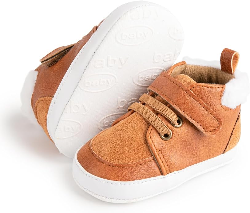 Meckior Toddler Baby Boys Girls High Tops Ankle Sneakers Soft Anti-Slip Sole PU by Meckior