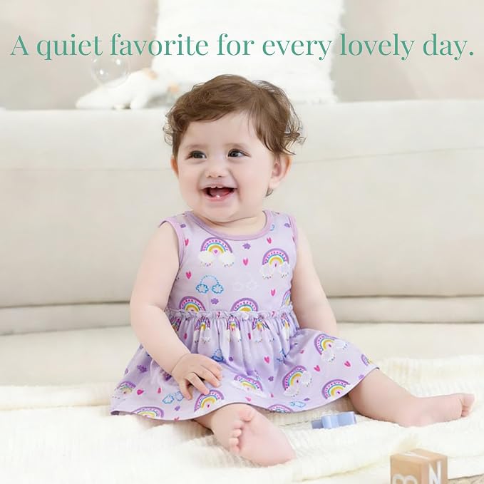 PATPAT Baby Girl Bamboo Viscose 2-Pack Romper & Dress | Color-Coded Snaps - Image 7