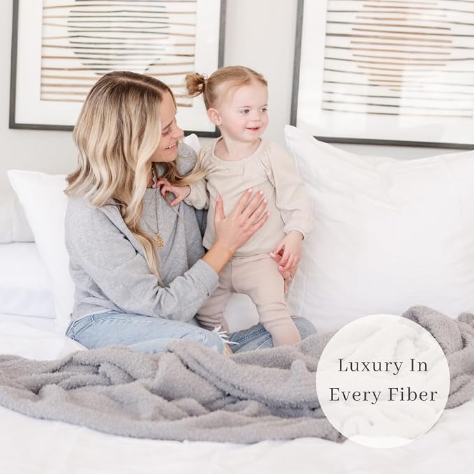 Saranoni Bamboni Luxury Throw Blanket Cozy Plush Home Decor Gray 50" x 60" | - Image 5