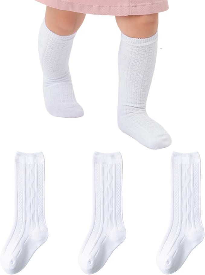 Baby Knee High Socks Soft Seamless Cotton Long Stockings by hakugoo