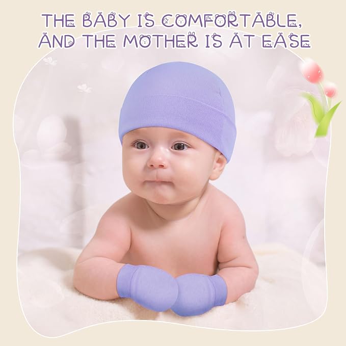 Century Star Cotton Newborn Baby Beanie Hats and Mittens Set Infant Hats - Image 4