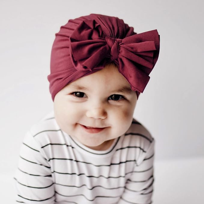 DRESHOW BQUBO 5 Pieces Newborn Baby Turban Hats Bow Baby Infant Beanie - Image 3