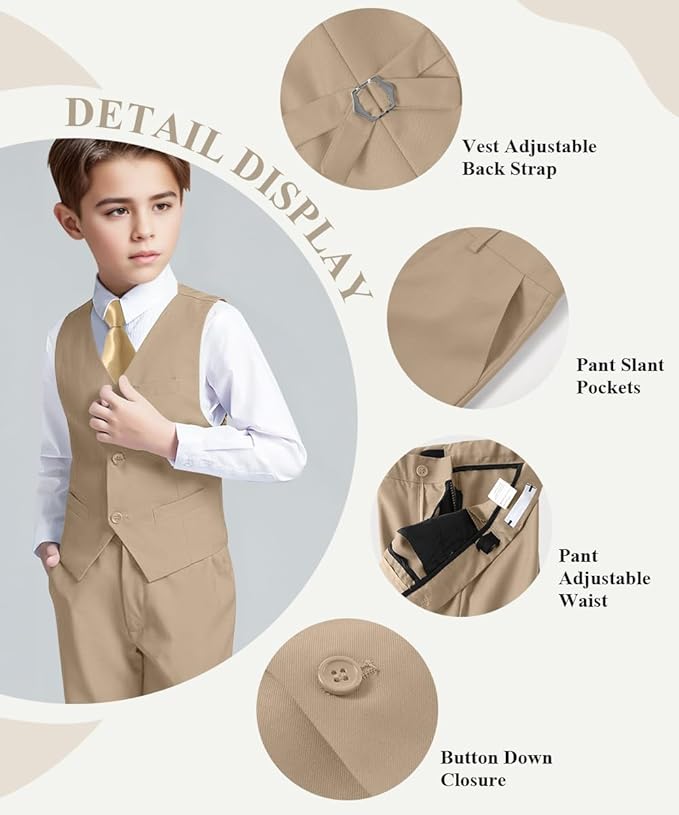 Visaccy Boys Suits Slim Fit Dress Clothes Ring Bearer Outfit