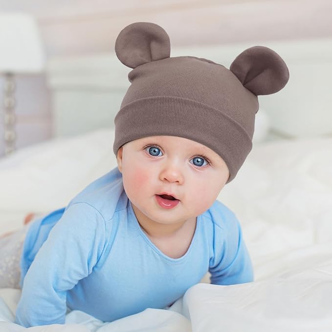 DRESHOW BQUBO 4 Pieces Baby Beanie Newborn Toddler Soft Cute Knit Hat Hospital - Image 4