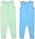 Aablexema Baby Rayon of Bamboo Sleeveless Footless Zipper Romper 0-24M | 2pcs by Aablexema
