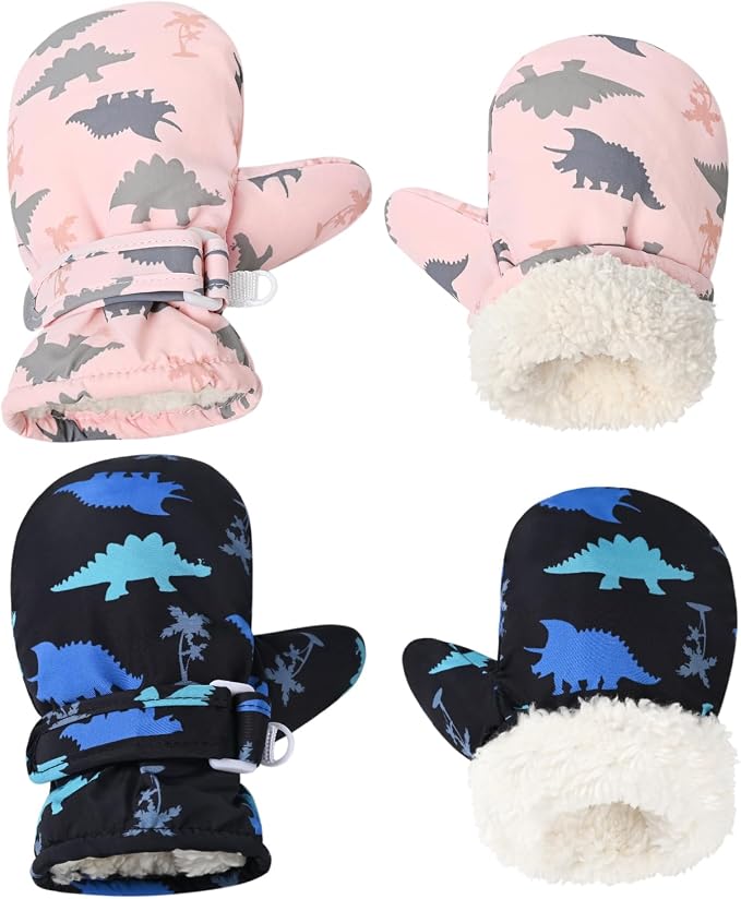 Fleece Lined Mittens for Baby Boys Girls, Baby Toddler Little Kids Winter Warm by Weradau