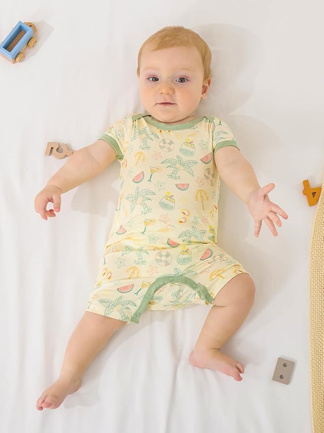 GUISBY Baby Rayon Romper Pajamas, 0-24M | Silky Soft Feel，Snap Closure，Footless - Image 4