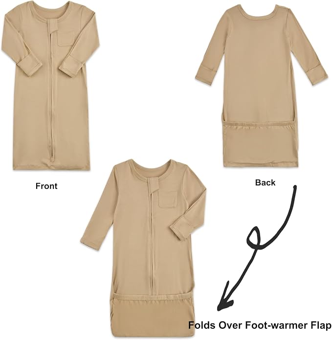 Aablexema Baby Nightgowns Rayon of Bamboo 2-way Zipper - Image 4