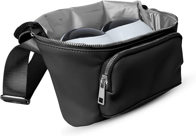 Zomee Fit Wearable Breast Pump, Hands Free, Portable,Discrete Electric Double Breast Pump Holds 5 oz -Wireless 2+ Hours of Battery Leak Proof Anti Backflow - Fanny Pack with Diaper Chaning Pad (Black)