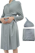 SUFEINI Maternity Robe and Matching Baby Swaddle Blanket Set, Mommy Robe by SUFEINI