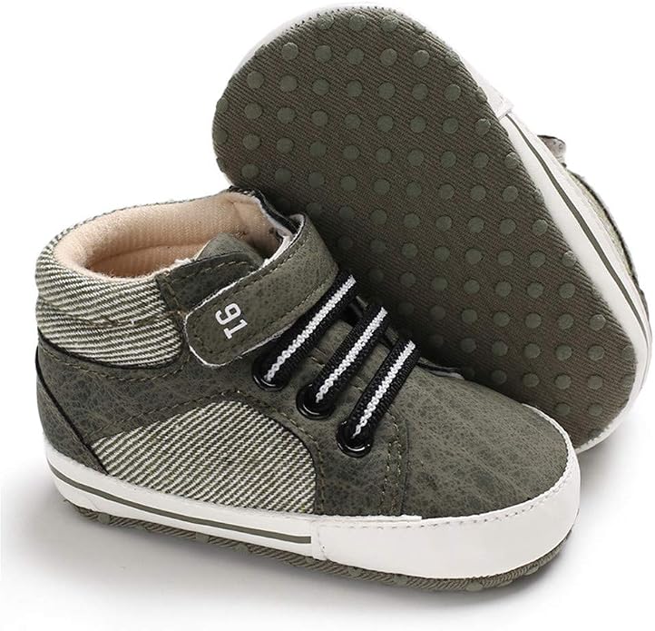 Meckior Toddler Baby Boys Girls High Tops Ankle Sneakers Soft Anti-Slip Sole PU - Image 4