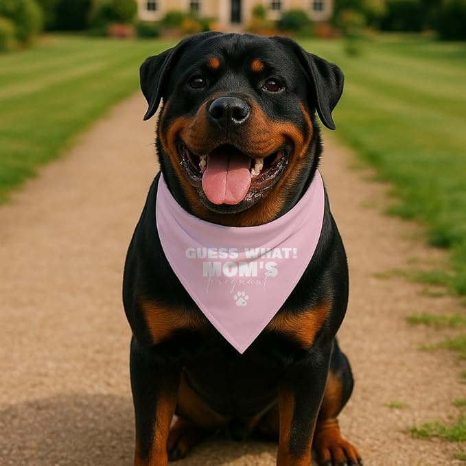 Guess What Moms Pregnant Dog Bandana, Adjustable Cotton Pet Scarf, Cute - Image 3
