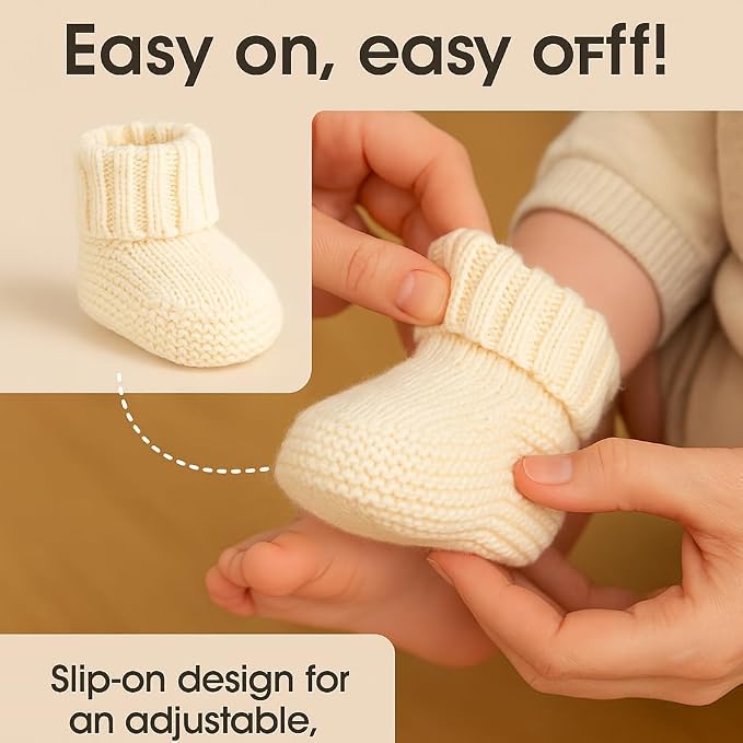 Kitikate Organic Knit Baby Booties – 100% Cotton Yarn, Soft & Comfortable - Image 2