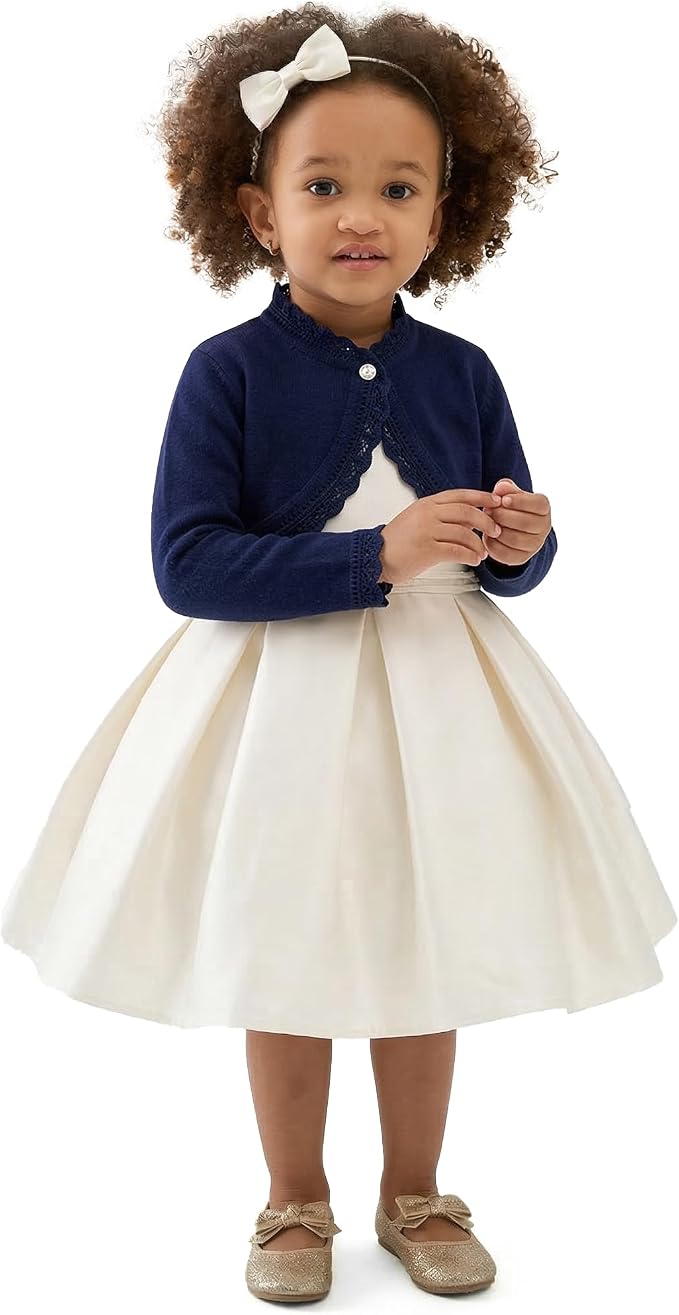 Lilax Little Girls' Knit Long Sleeve Button Closure Bolero Cardigan Shrug - Image 6