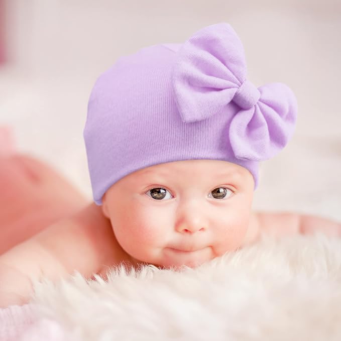 Newborn Baby Hats and Mittens Set Infant Bow Beanie Cap Toddler Gloves Newborn - Image 2