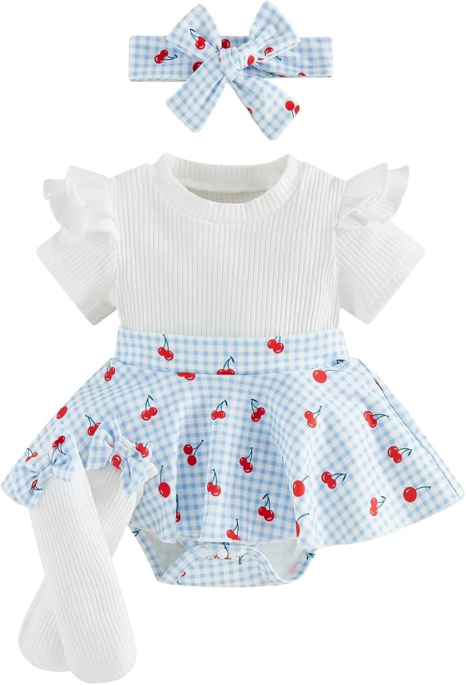 Giraropa Newborn Baby Girl Clothes Smocked Bubble Romper Dress + Socks + by Giraropa