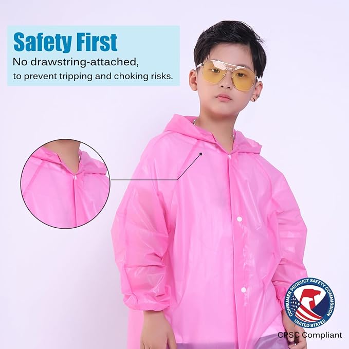 Kids Rain Jacket, 2 Pack Rain Ponchos - Image 3