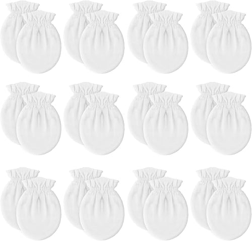12 Pairs Newborn Baby Mittens, Unisex-Baby No Scratch Mittens, 100% Cotton by Ycvipo