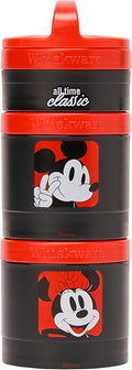 Whiskware Disney Mickey Mouse and Friends Stackable Snack Containers for Babies, Toddlers, and Kids, 3 Stackable Snack Cups for School and Travel, Cupholder Friendly, All Time Classic!