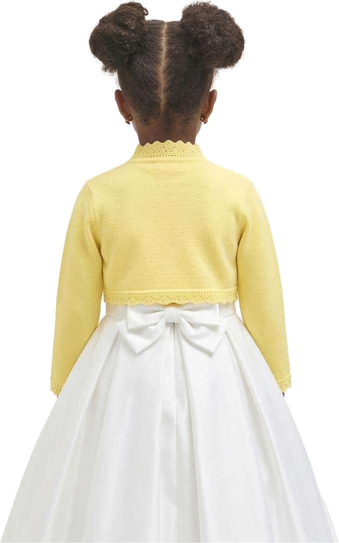 Lilax Little Girls' Knit Long Sleeve Button Closure Bolero Cardigan Shrug - Image 5