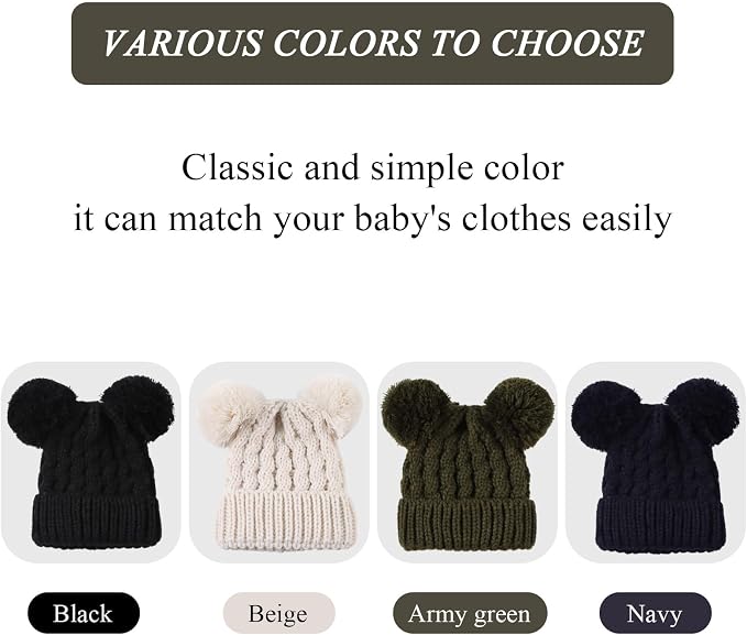 Yuoahcn Baby Girl Beanie Winter Baby Boy Hat Pom pom Warm Infant Toddler Cold - Image 5