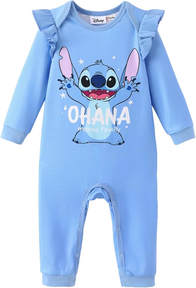 Disney Stitch Princess Minnie Winnie Marvel Baby Girls Ruffle Long Sleeve by Disney