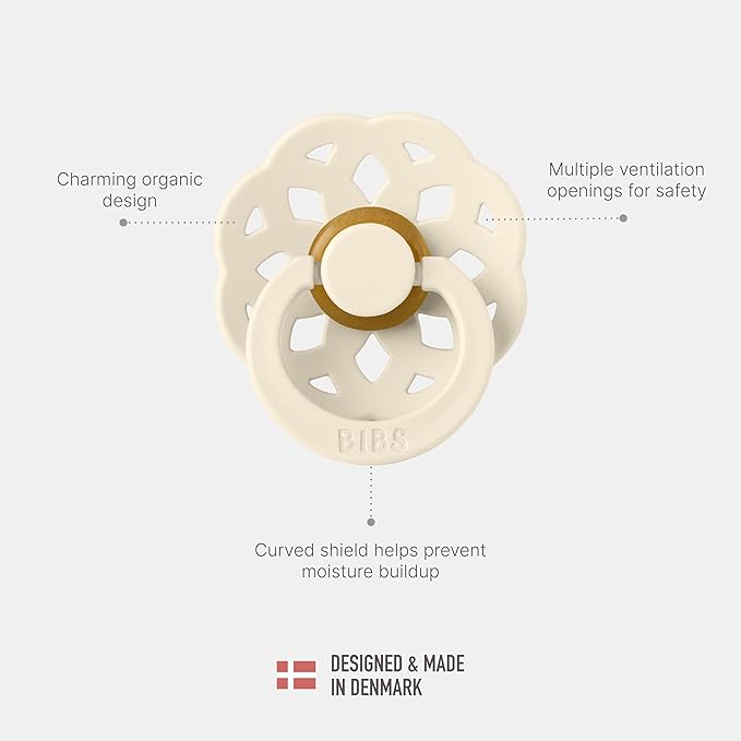 BIBS Boheme Soother 4-Pack | BPA Free Dummy Pacifier | Round Nipple | Natural Rubber Latex | Made in Denmark | Size 0-6 Months | Woodchuck Mix