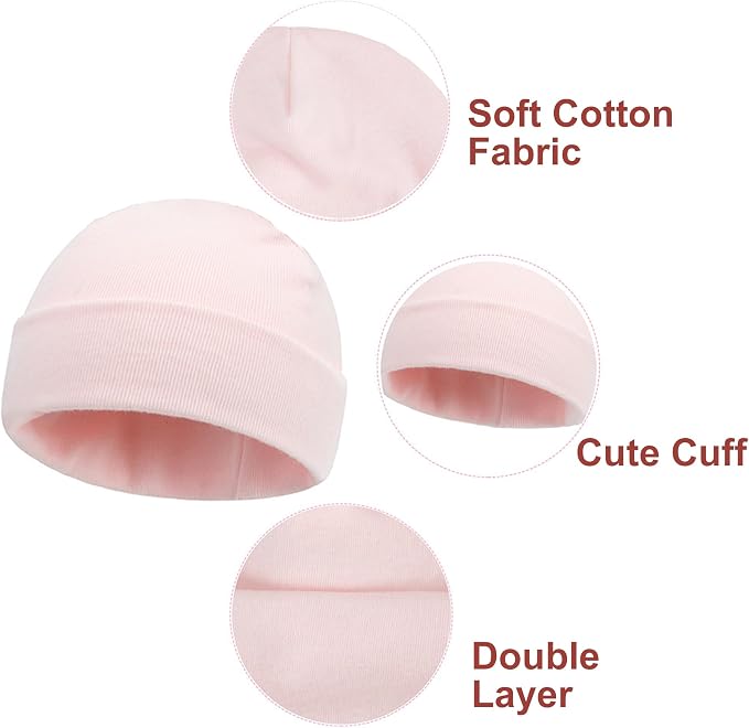 UTTPLL Newborn Hats Mittens Set Toddler Girls Boys Cotton Nursery Hospital - Image 3