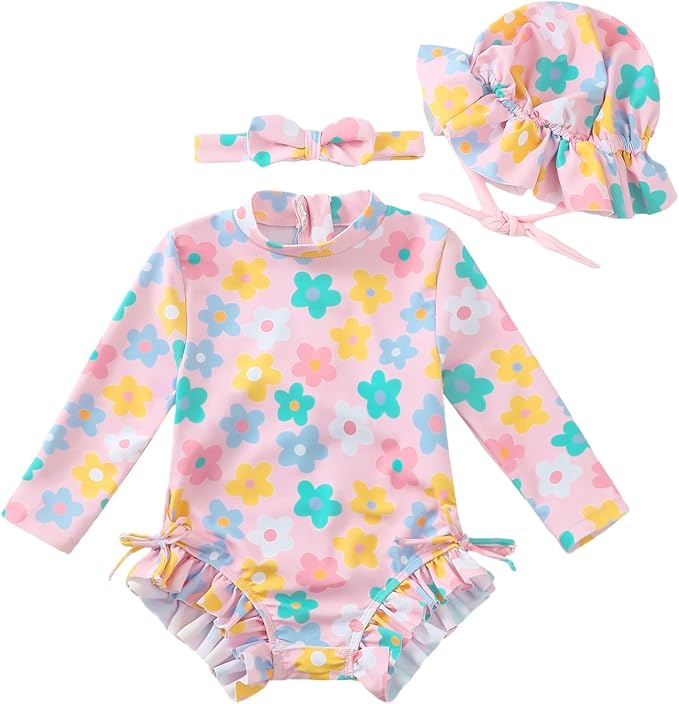 Renotemy Baby Swimsuit Girls One-Piece Swimwear Baby Beach Essentials 3M-3T by Renotemy