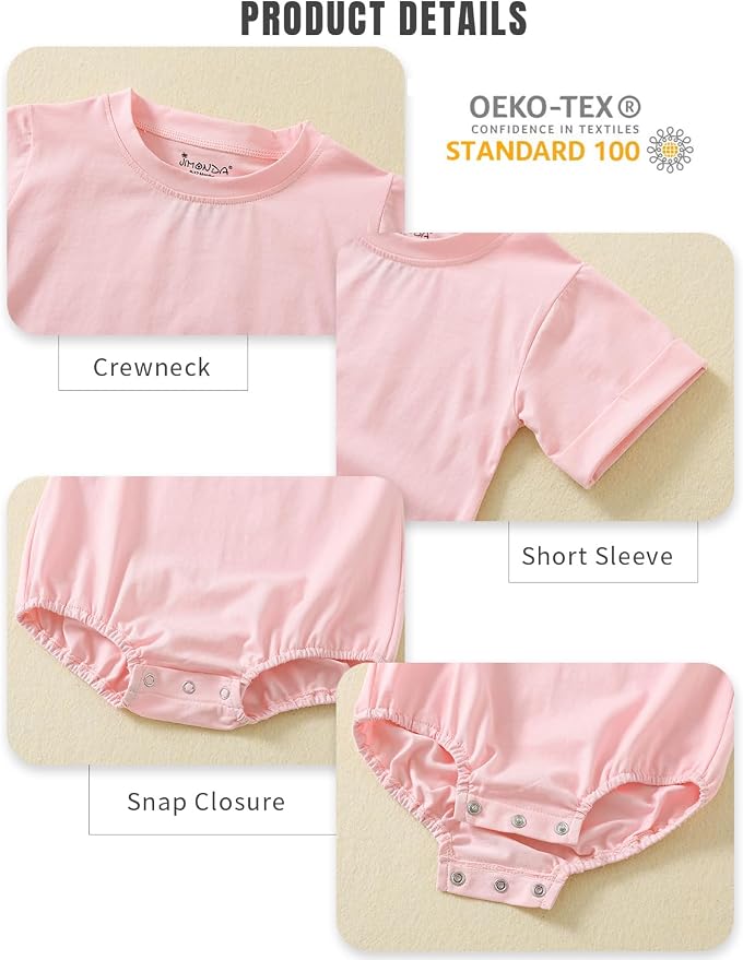 Jimonda Baby Bubble Romper Short Sleeve Bodysuit T-Shirt | 100% Cotton - Image 3