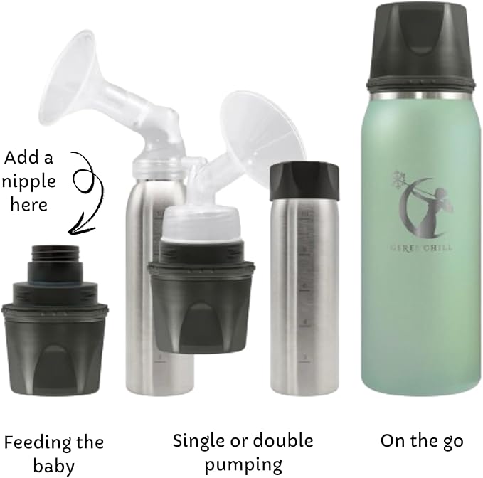 CERES CHILL OG Breastmilk Chiller Bundle with Straw Lid & Infuser – 12–34oz Portable Breast Milk Cooler & 2 Storage Bottles with Universal Pump Adapters – Dawn - Special Edition