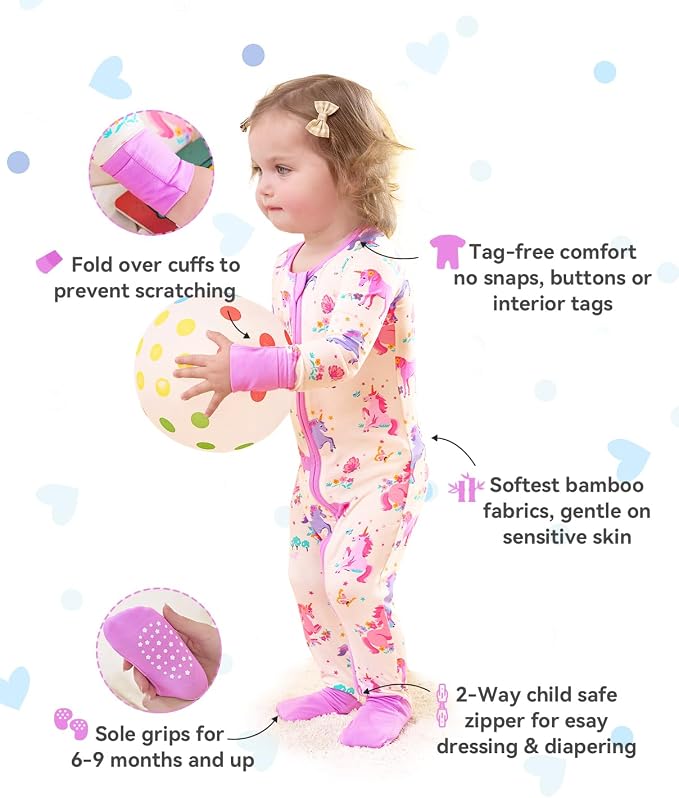 babee Reshinee Viscose Derived from Bamboo Baby Footie Pajamas Convertible - Image 2