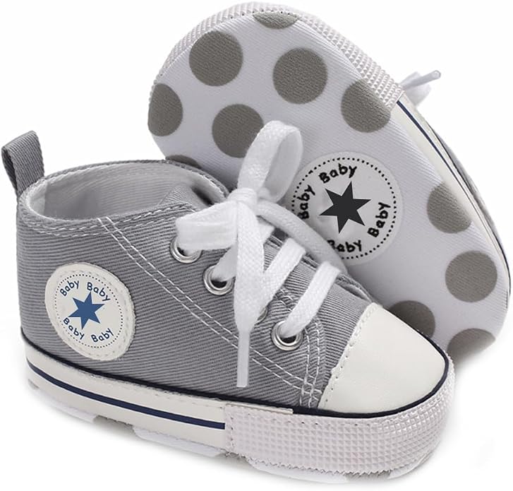 Unisex Baby Girls Boys Canvas High-top Shoes, Newborn Infant Anti-Slip Soft by KKIIDDSS