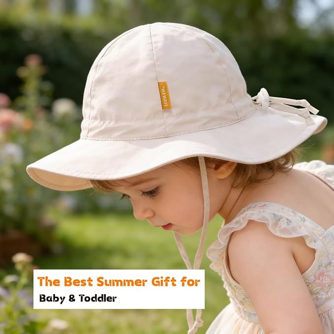 Baby Girl Sun Hat with UPF 50+ Outdoor Adjustable Toddler Beach Hat with Wide - Image 3