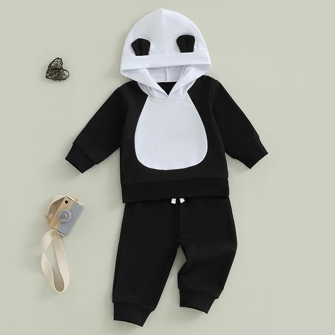Infant Baby Boy Fall Winter Clothes Outfit Hooded Long Sweatshirt Pant Set - Image 4