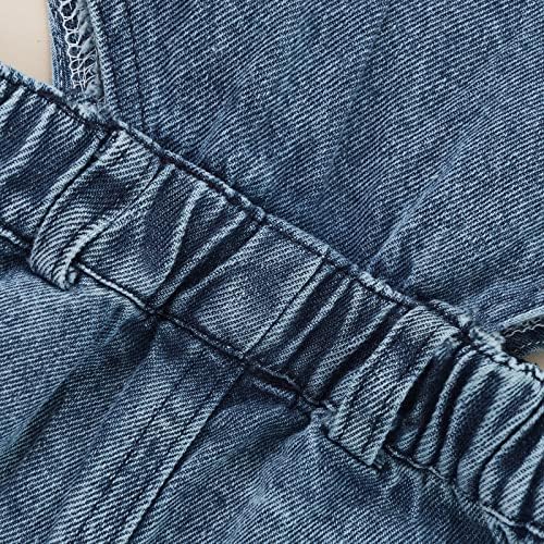 Baby Girl Denim Outfit Button Romper Jean Jumpsuit Shorts Overalls Toddler - Image 5