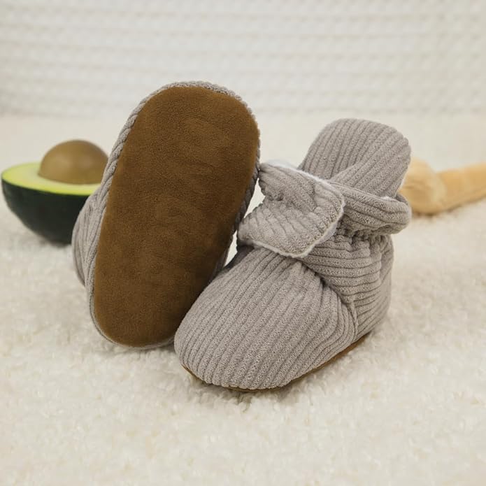 Babelvit Newborn Baby Boy Girl Soft Fleece Booties Stay On Infant Slippers - Image 4