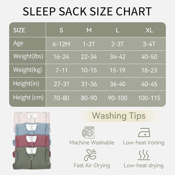 Rayon Made from Bamboo Toddler Sleep Sack with Feet 12-24 Months 1.0 Tog Breathable Sleep Sack 1t-2t Ultra Soft Baby Wearable Blanket with Legs Unisex Sleeping Bag with 2-Way Zipper