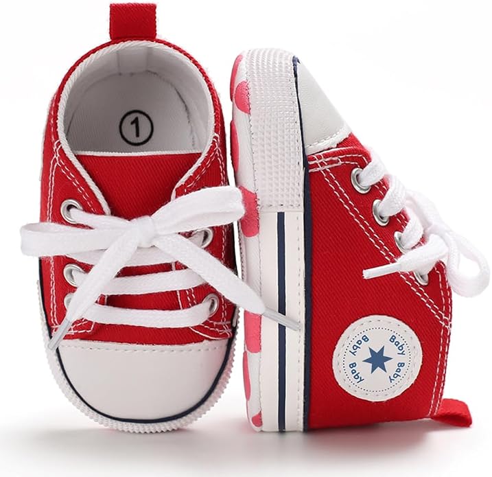 Unisex Baby Girls Boys Canvas High-top Shoes, Newborn Infant Anti-Slip Soft - Image 2