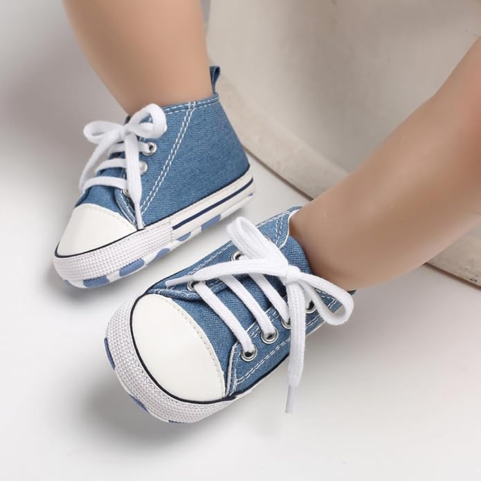 Unisex Baby Girls Boys Canvas High-top Shoes, Newborn Infant Anti-Slip Soft - Image 2