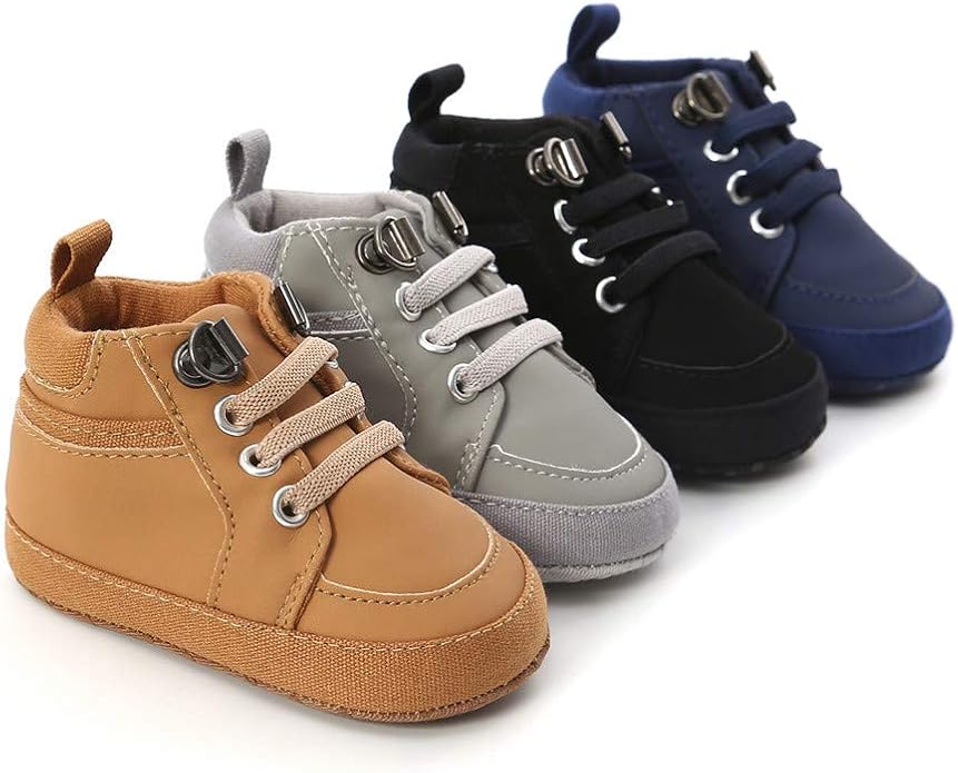 Meckior Toddler Baby Boys Girls High Tops Ankle Sneakers Soft Anti-Slip Sole PU - Image 3