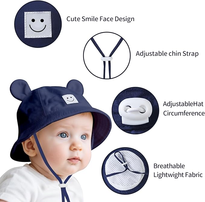 Baby Bucket hat Cute Infant Bear Sun Hat Summer Girls Boys Cap | Bear Cute - Image 5