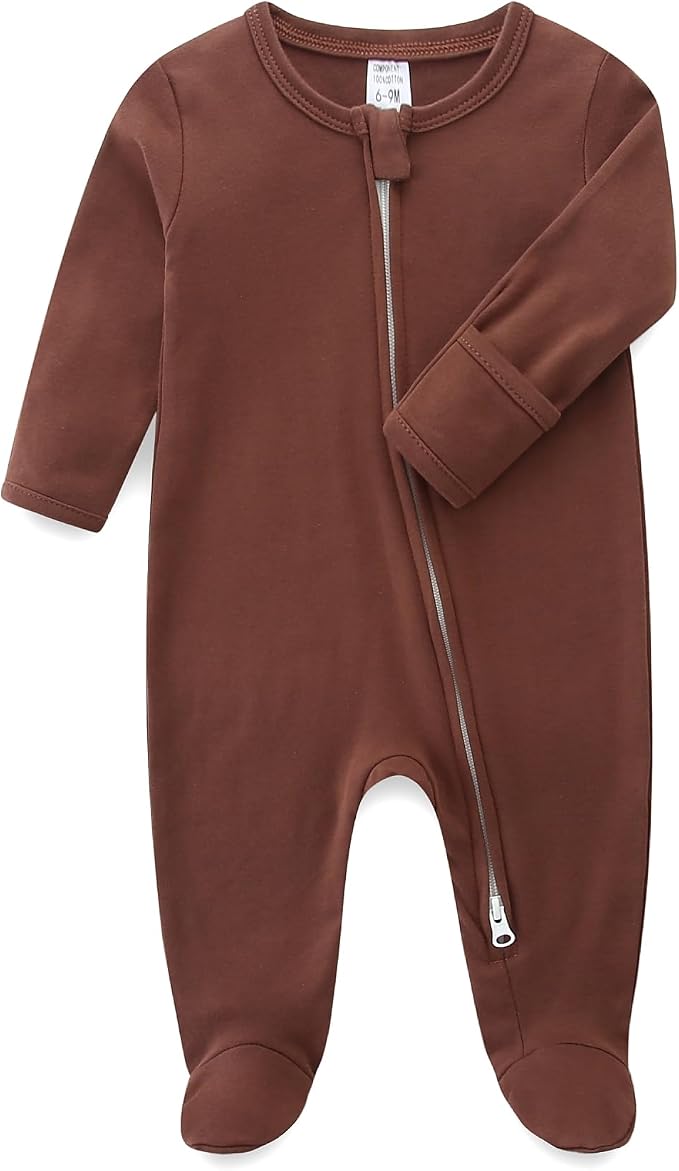 Hikido Baby Romper 100% Organic Cotton Pajamas One Piece Long Sleeve Zipper by Hikido