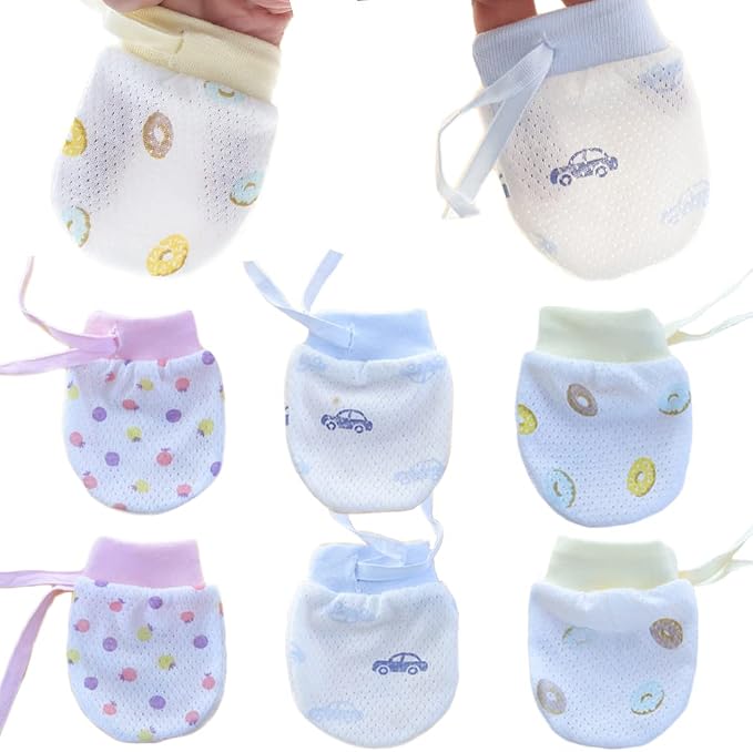 Cute Boys Girls Cotton No Scratch Gloves Drawstring Adjustable Mittens by Adeimoo